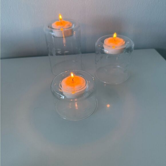 Clear Glass Candle Holders - Picture 3 of 5